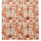 Pfirsich-Orange-Patchwork-Quilt im rustikalen Blum Duschvorhang (Vorderseite)
