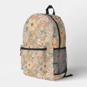 Pfirsich Orange Rosa Grau Floral Bedruckter Rucksack