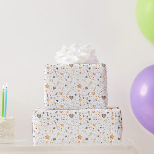 Pfirsich Orange Schleife Herzen Sterne Konfetti Ge Geschenkpapier