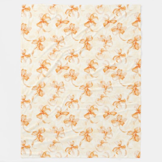 Pfirsich Orange Schleifen Fleecedecke (Vorderseite)