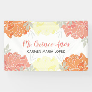 Pfirsich-orange u. gelbes Pfingstrosen Quinceanera Banner