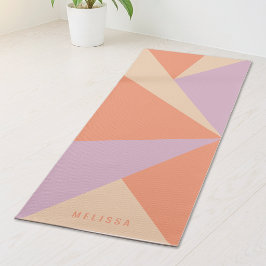 Pfirsich Orange Und Lavendel Dreieck Farbblöcke Yogamatte