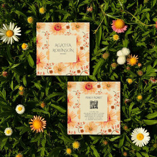 Pfirsich-Orangen-Blumen-Blumenhändler Quadratische Visitenkarte