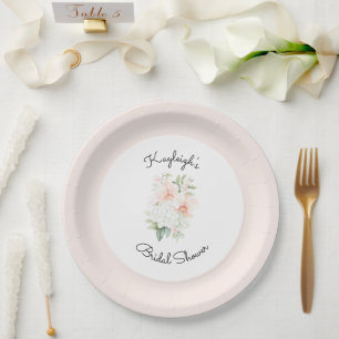 Pfirsich-Orchideen-Blush-Hochzeitsdusche  Pappteller