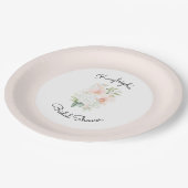 Pfirsich-Orchideen-Blush-Hochzeitsdusche Pappteller (Schrägansicht)