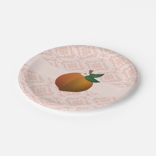 Pfirsich Pappteller (Schrägansicht)