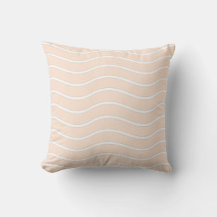 Pfirsich-Pastell- und weiße Wellenlinien-Design Kissen