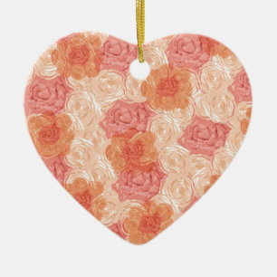 Pfirsich-Pastell-Vintage-Rosenmuster Keramikornament