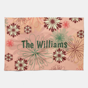 Pfirsich-persönliche mit Blumenanzeige Küchentuch