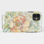 Pfirsich-Pfingstrosen-Aquarell iPhone Fall Case-Mate iPhone Hülle (Rückseite (Horizontal))