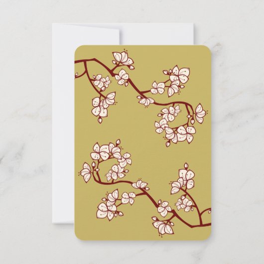 Pfirsich/Pflaumenblüten Doppelglücksgefühl Roter E Einladung (Rückseite)