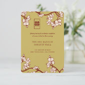 Pfirsich/Pflaumenblüten Rotes Doppelglücksgefühl E Begleitkarte (Stehend Vorderseite)