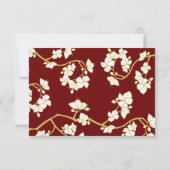 Pfirsich/Pflaumenblüten Rotes Doppelglückssehen RSVP Karte (Rückseite)