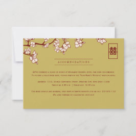 Pfirsich/Pflaumenblüten und Hochzeit mit doppeltem RSVP Karte