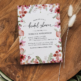 Pfirsich Pink Pressed Blumendusche Einladung