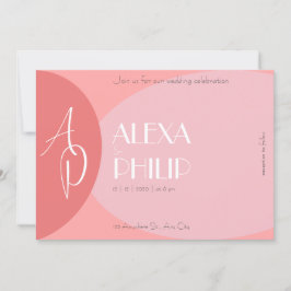 Pfirsich, pink, terracotta Moderne elegante Hochze Einladung