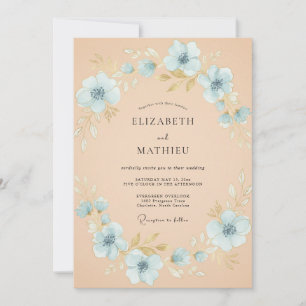 Pfirsich Poetische Botanische Hochzeit Einladung