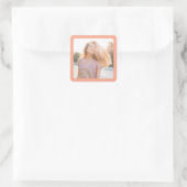 Pfirsich-Rahmen-Foto Quadratischer Aufkleber (Tasche)