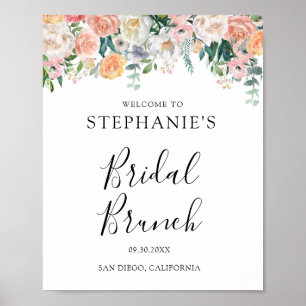 Pfirsich-Rosa-Blumen-Bridal-Brunch Poster