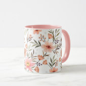 Pfirsich-Rosa-Blumen-Tasse Tasse (VorderseiteRechts)