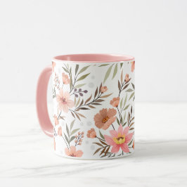 Pfirsich-Rosa-Blumen-Tasse Tasse