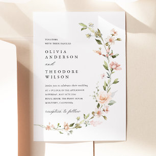 Pfirsich-Rosa-Blumenhochzeit Einladung