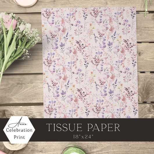Pfirsich Rosa Boho-Wasserfarbe Wildblume Seidenpapier