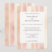 Pfirsich-Rosa-Cream-Streifen-Hochzeit Einladung (Vorne/Hinten)