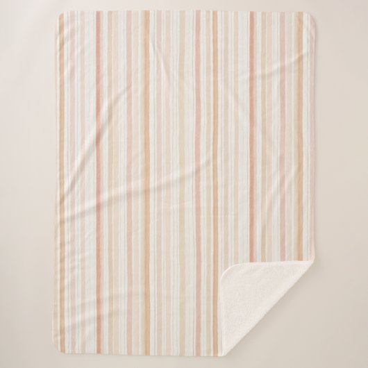 Pfirsich-Rosa-Creme-Streifen Sherpadecke (Vorderseite)