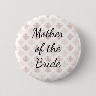 Pfirsich-Rosa-Damask-Mutter der Braut Button