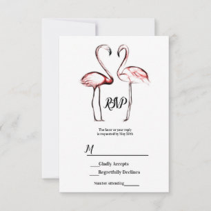 Pfirsich Rosa Flamingos Flamingo Schwarzer Marmor  RSVP Karte