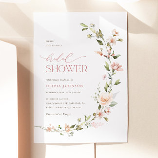 Pfirsich-Rosa Florale Brautparty Einladung