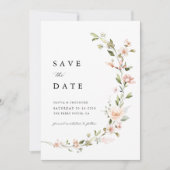 Pfirsich-Rosa Florale Hochzeit Save The Date (Vorderseite)
