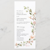Pfirsich-Rosa Florale Hochzeitszeremonie Programm (Vorderseite)