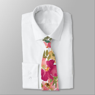 Pfirsich-Rosa-Gelb-Aquarell-Blumenhochzeit Krawatte
