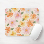 Pfirsich Rosa Gelb Blau Blumen Mousepad (Mit Mouse)