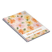 Pfirsich Rosa Gelb Blau Blumen Notizblock (Rechte Seite)