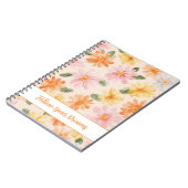 Pfirsich Rosa Gelb Blau Blumen Notizblock (Linke Seite)