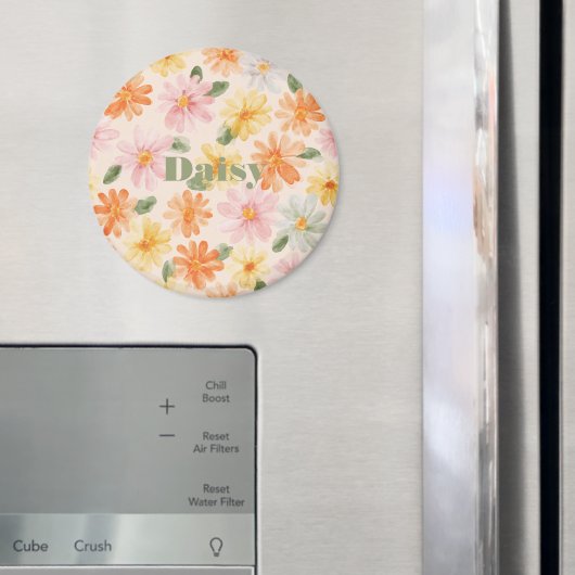 Pfirsich Rosa Gelb Blaue Blumen Magnet (In Situ (Kühlschrank))