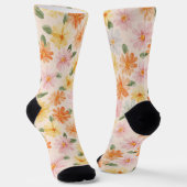 Pfirsich Rosa Gelb Blaue Blumen Socken (Gewinkelt)