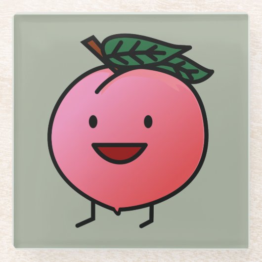 Pfirsich-rosa glücklicher lächelnder Entwurf Bro Glasuntersetzer (Vorderseite)