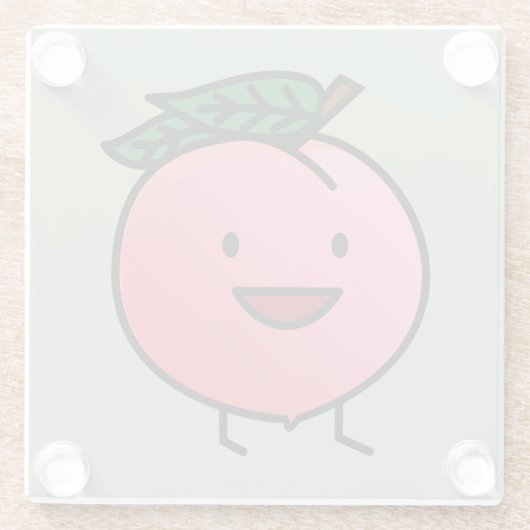 Pfirsich-rosa glücklicher lächelnder Entwurf Bro Glasuntersetzer (Rückseite)