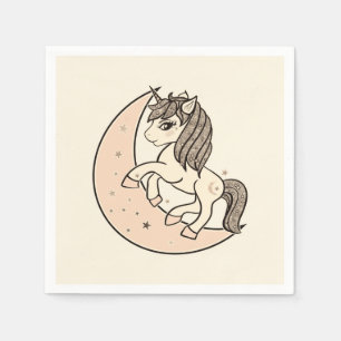 Pfirsich-Rosa Himmlischer Mond Baby Shower Serviette