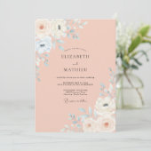 Pfirsich-Rosa Hochzeit im Frühling Einladung (Stehend Vorderseite)