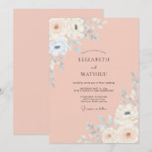 Pfirsich-Rosa Hochzeit im Frühling Einladung (Vorne/Hinten)