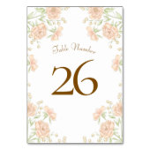 Pfirsich-Rosa-Hochzeit Tischnummer (Rückseite)