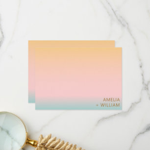 Pfirsich-Rosa-Mint-Ombre-Paarnamen-Hochzeit Dankeskarte