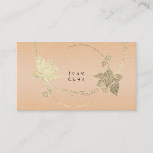 Pfirsich-rosa Rosen-Foxier Pastellgoldmetallisches Visitenkarte