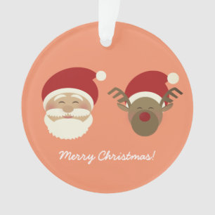 Pfirsich Rosa Süßer Weihnachtsmann & Weihnachtsren Ornament