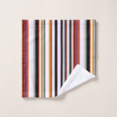 Pfirsich, rosa und graue Abstrakte Streifen Badhandtuch Set (Waschlappen)